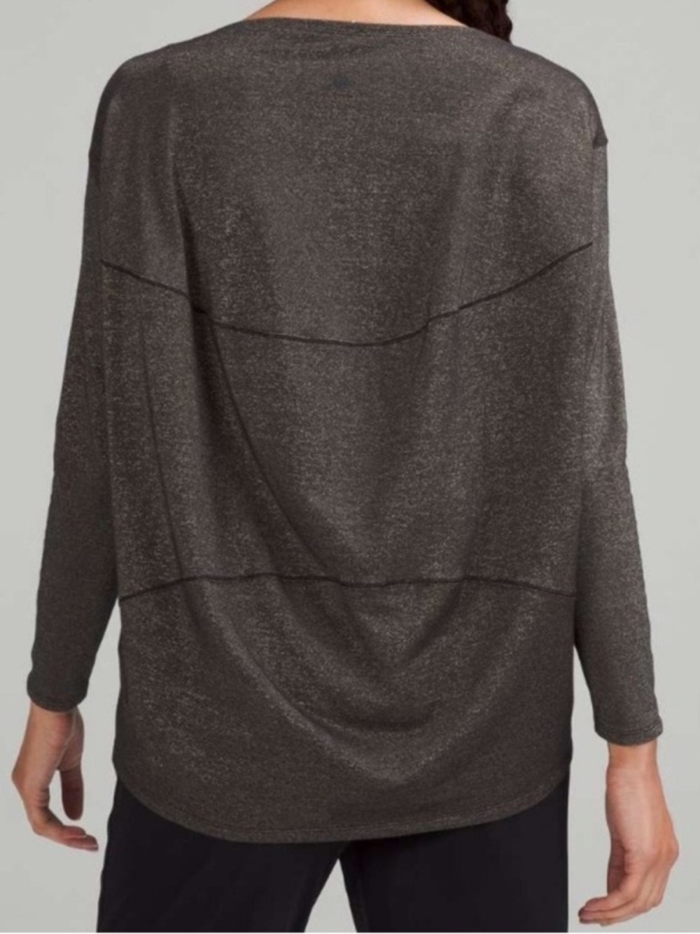 Lululemon Athletica Back in Action Long Sleeve Black Sparkle Shimmer, size 8 - Picture 3 of 11
